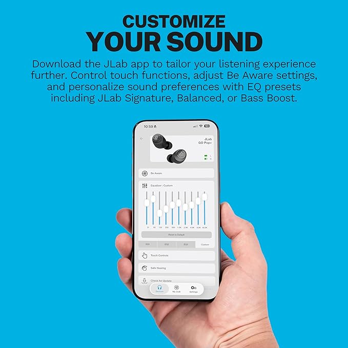 JLab Go Air Pop+ True Wireless Earbuds, in Ear Headphones, Bluetooth Earphones, 35H Playtime Ear Buds, Bluetooth Earbuds with Microphone, USB-C Charging Case, Dual Connect, EQ3 Sound, Teal
