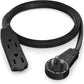 Maximm Cable 3 Ft 360° Rotating Flat Plug Extension Cord/Wire, 16 AWG Multi 3 Outlet Extension Wire, 3 Prong Grounded Wire - Black - UL Certified