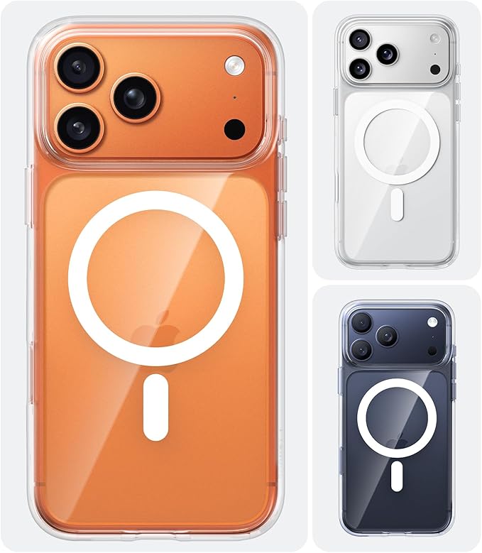 TORRAS Stronger Magnetic for iPhone 17 Pro Case Clear, [Covered Camera Control] [Anti-Yellowing] Compatible with MagSafe, Military-Grade Drop Protection, Slim Phone Case for iPhone 17 Pro