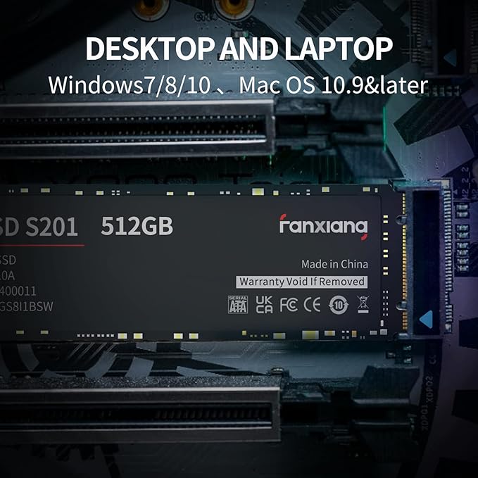 fanxiang S201 512GB M.2 SATA SSD 2280 SATA III 6Gb/s Internal Solid State Drive, SLC Cache for Speed Boost, Read Speed up to 550MB/sec, 3D NAND TLC, Compatible with Laptop and PC Desktops(Black)