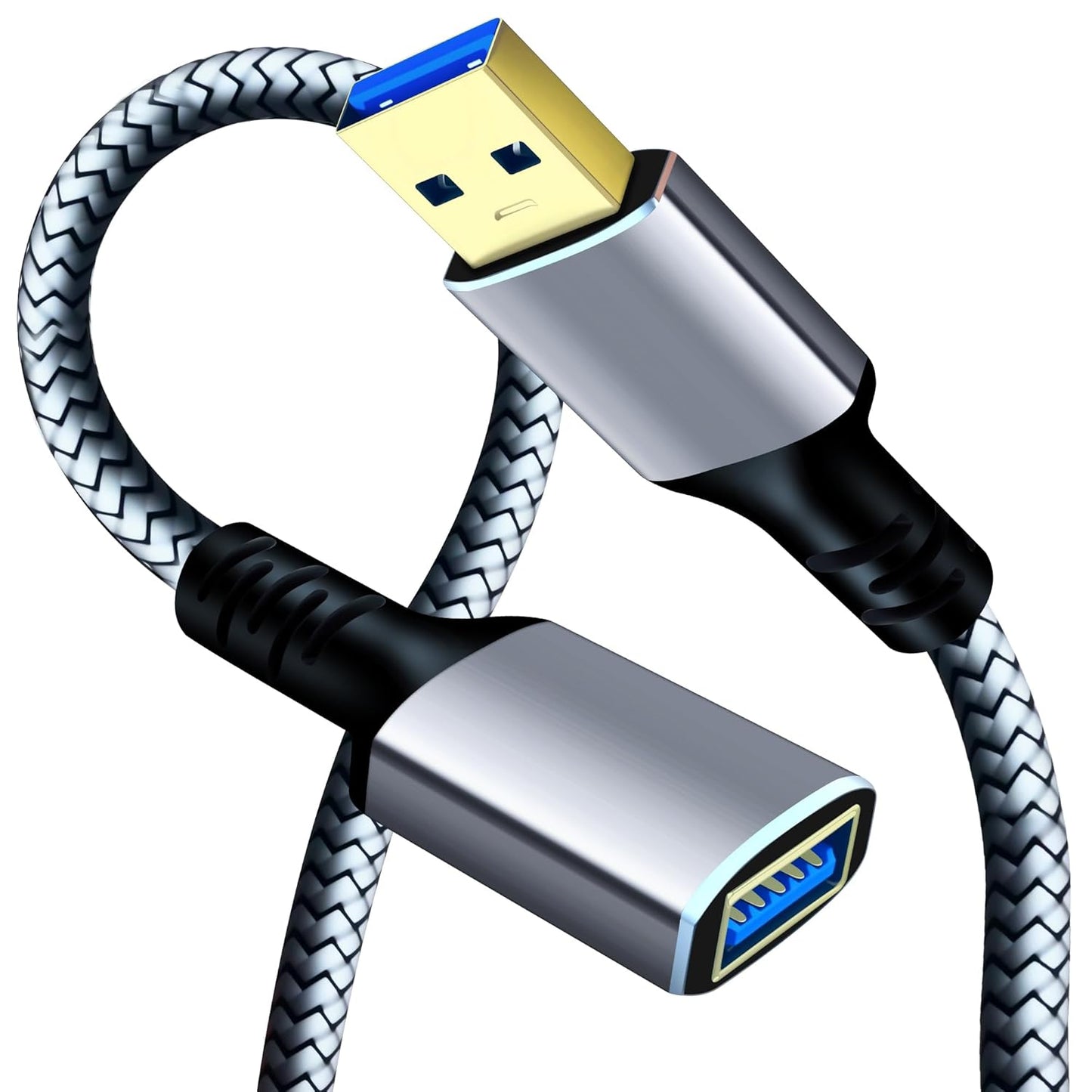 Tan QY USB 3.0 Extension Cable 1Ft, USB 3.0 High Speed Extender Cord Type A Male to A Female for PlayStation, Xbox, USB Flash Drive, Hard Drive, Card Reader,Scanner,Printer,Keyboard (Silver, 1Ft)