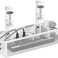 DELAMU Under Desk Cable Management Tray, No Drill Metal Mesh Cable Management Under Desk with F-Clamp Mount & 2 Open Holes, Cord Organizer for Home Office, 1 Pack, White