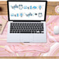 Keyboard Wrist Rest Large Mouse Pad Wrist Support for Computer, 4 in 1 Memory Foam Keyboard Pad Desk Mat Ergonomic Hand Rest Wrist Cushion for Home Office Gaming - Pink Marble