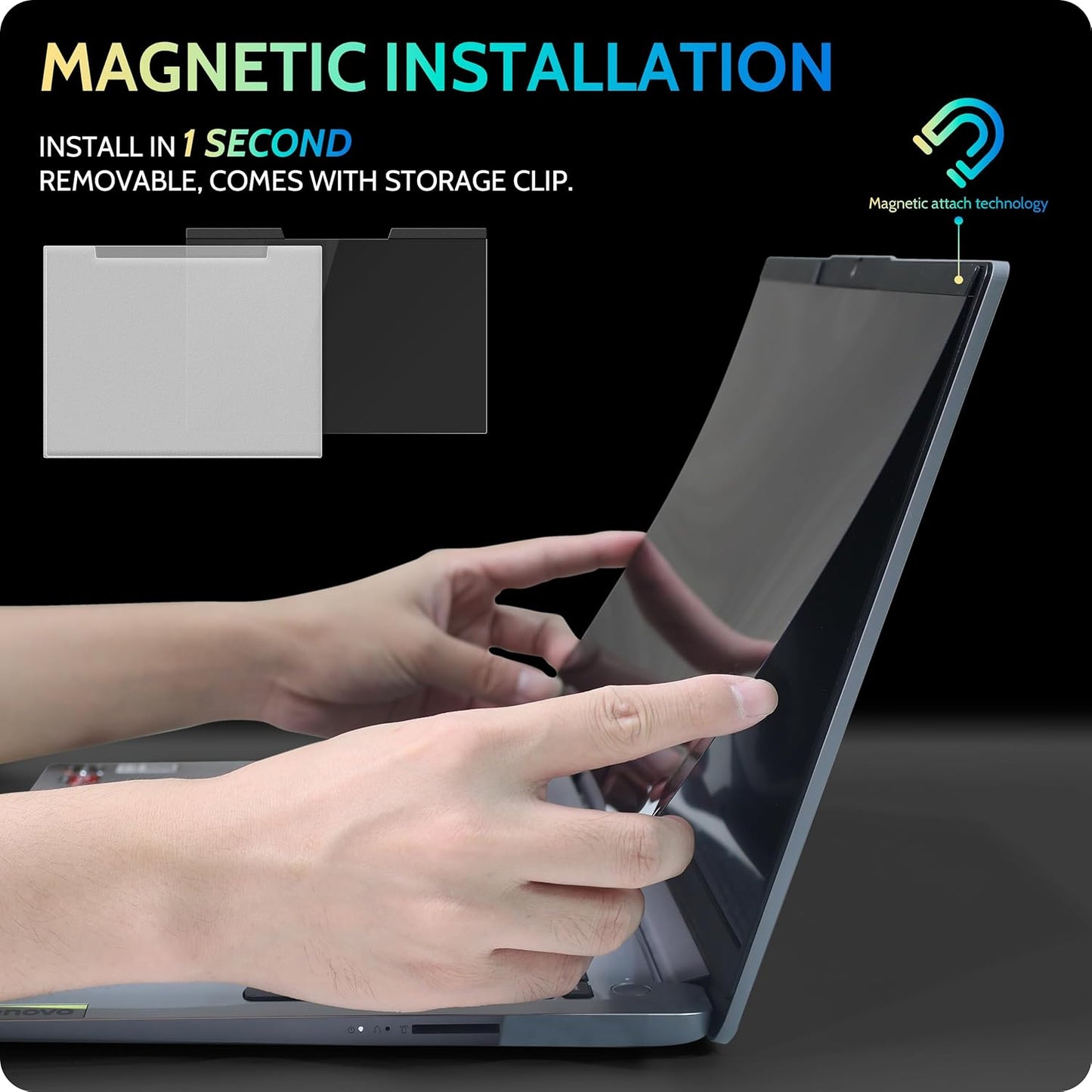 Magnetic Laptop Privacy Screen 13.4 & 13.3 inch for 16:10 Computer Monitor, 13" Removable Anti Glare Protector Blue Light Filter Shield Compatible with Lenovo Hp Dell Acer Asus Thinkpad Envy Xps