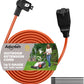 90 Degree 2 Prong Polarized Outdoor Power Extension Cord 15 FT, Angled Low-Profile Plug, 16 Gauge 125V SJTW Waterproof Long Cable for Home Office Lawnmower Garden Tools Lights, ETL+Ties-Bright Orange