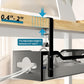 Under Desk Cable Management Tray Black, Litwaro Cable Management Under Desk No Drill, Cable Organizer with Clamp for Wire Management, Cord Organizer No Damage to Desk for Office, Home