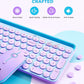 seenda Bluetooth Keyboard and Mouse for iPad, CTU-301 Multi-Device Bluetooth + 2.4G Wireless Keyboard Mouse with Tablet Holder for MacBook/Windows Computer, iOS/Andriod Tablet Phone, Blue & Purple