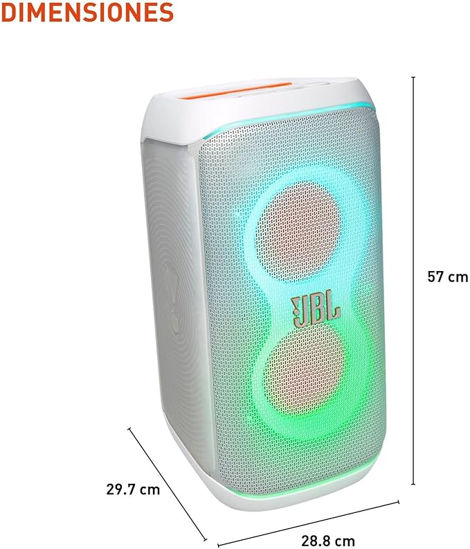 JBL PartyBox Club 120 - Portable Party Speaker with Foldable Handle, Powerful JBL Pro Sound, Futuristic lightshow, Up to 12 Hours of Play time, Splash Proof, Dual Mic & Guitar Inputs (White)