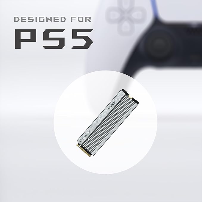 LinkMore XE600 1TB M.2 2280 SSD, PCIe Gen4 NVMe Internal Gaming Solid State Drive with Heatsink, Up to 7200 MB/s, Compatible with PlayStation 5, PS5