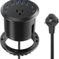 Jgstkcity 65W USB-C Hidden Desktop Power Grommet: 1 AC Outlet,8 USB Charging Ports,3'' Hole Flush Mount Pop-Up Power for Conference Tables & Nightstands (Black, 6 FT)