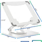 SOUNDANCE Laptop Stand with 360° Rotating Base, Ergonomic Computer Riser for Desk, Adjutable Height Muti-Angle, Foldable Laptop Mount, Stable Metal Holder Support 10-15.6" Notebook PC, White