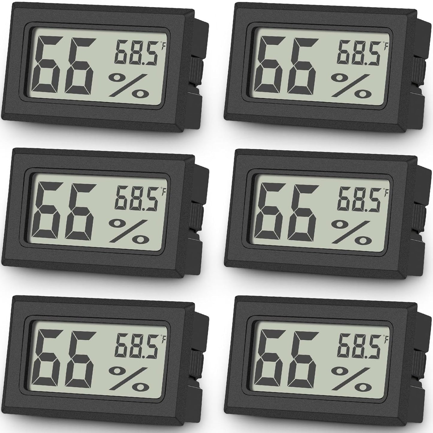 Vaikby 6-Pack Mini Digital Thermometer Hygrometer, Indoor Humidity Monitor, Temperature Humidity Gauge Meter with Fahrenheit (℉) for Humidors, Greenhouse, Garden, Cellar, Closet, Fridge