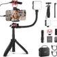 NEEWER Phone Vlogging Kit, Content Creator Essentials Kit for YouTube with LED Light, Selfie Stick Travel Tripod, Flexible Soft Tube, USB C Cardioid Microphone for iPhone, Android, Podcast, PA045