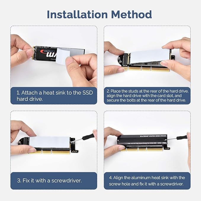 ELUTENG NVMe PCIe 4.0 Adapter NVMe M.2 SSD to PCIe X4/X8/X16 Card with Aluminum Heat Sink M.2 to PCI-Express SSD Expansion Card Support 2230 2242 2260 2280 Max 4TB for Windows/Linux/Moc os