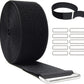 2"x16ft Reusable Cinch Strap with 10 Metal Buckles, Cut-to-Length Fastening Securing Straps, Adjustable Nylon Cable Straps and Cord Ties for Organizer or Storage, 2 inch Wide, Black