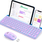 seenda Bluetooth Keyboard and Mouse for iPad, CTU-301 Multi-Device Bluetooth + 2.4G Wireless Keyboard Mouse with Tablet Holder for MacBook/Windows Computer, iOS/Andriod Tablet Phone, Blue & Purple