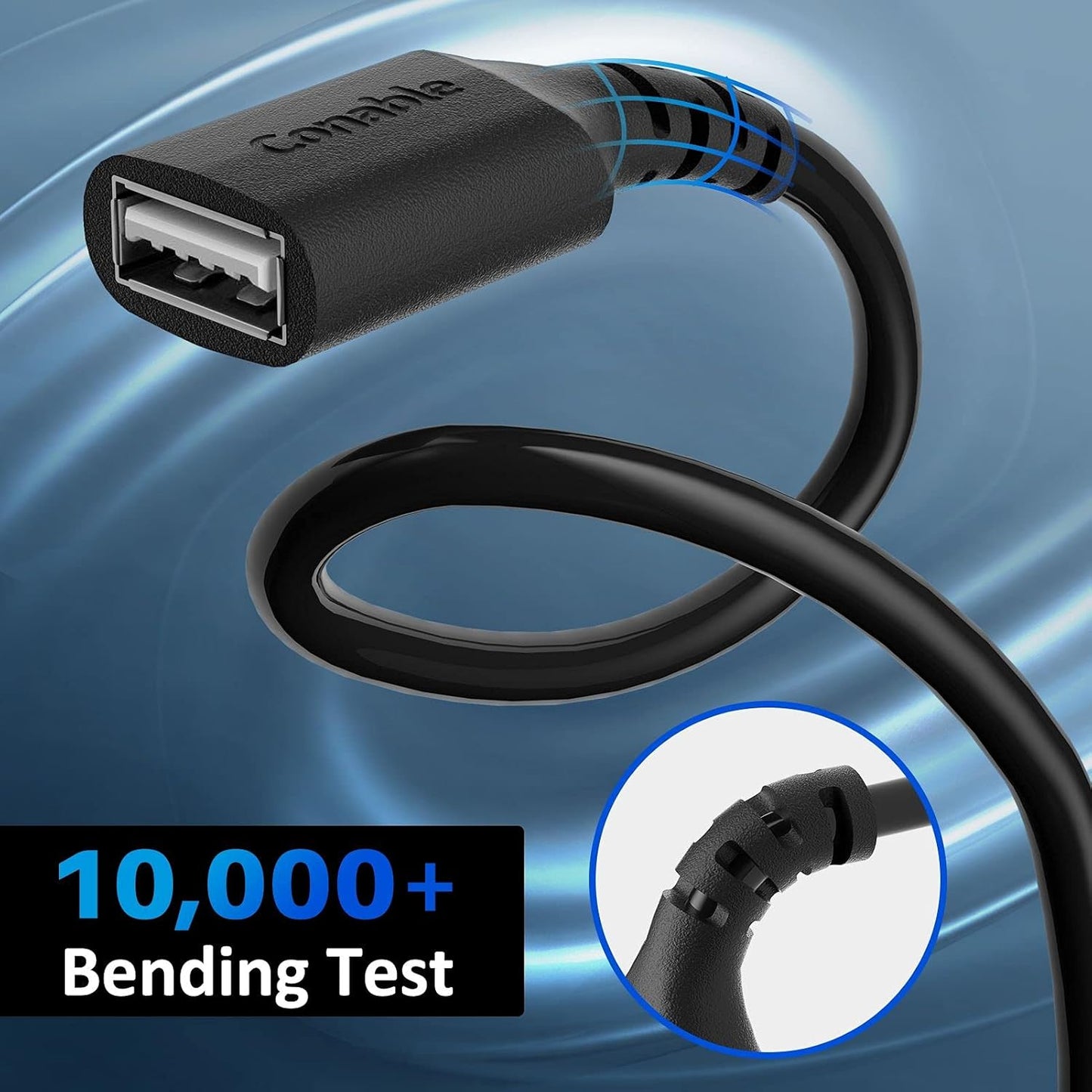 3 Pack USB Extension Cable 6 FT, USB 2.0 Type A Male to Female Extender Cord Adapter, Compatible with Printer, Keyboard, Mouse, Flash Drive, Hard Drive, Controller, Black Cable with 5 Cable Ties