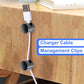 6 Sets Charger Holders for Cords, Black Adjustable Cable Anchor Holders, Adhesive Metal Cord Clips, Cable Management Wire Organizers for Desk, Office, Nightstand