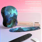 Hokafenle 2in1 Combination, Wave Keyboard Wrist Rest and Ergonomic Curvature Mouse Pad Wrist Support for Relieve Wrist Pain, Filled with Soft Cushion Memory Foam, Nebula Dreamland