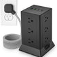 Power Strip Tower with Multiple Outlets 16.5 Ft Extension Cord Flat Plug with 12 AC Outlets 4 USB Ports (2 USB C), Power Tower Surge Protector with Individual Switches for Home Office Dorm Room, Black