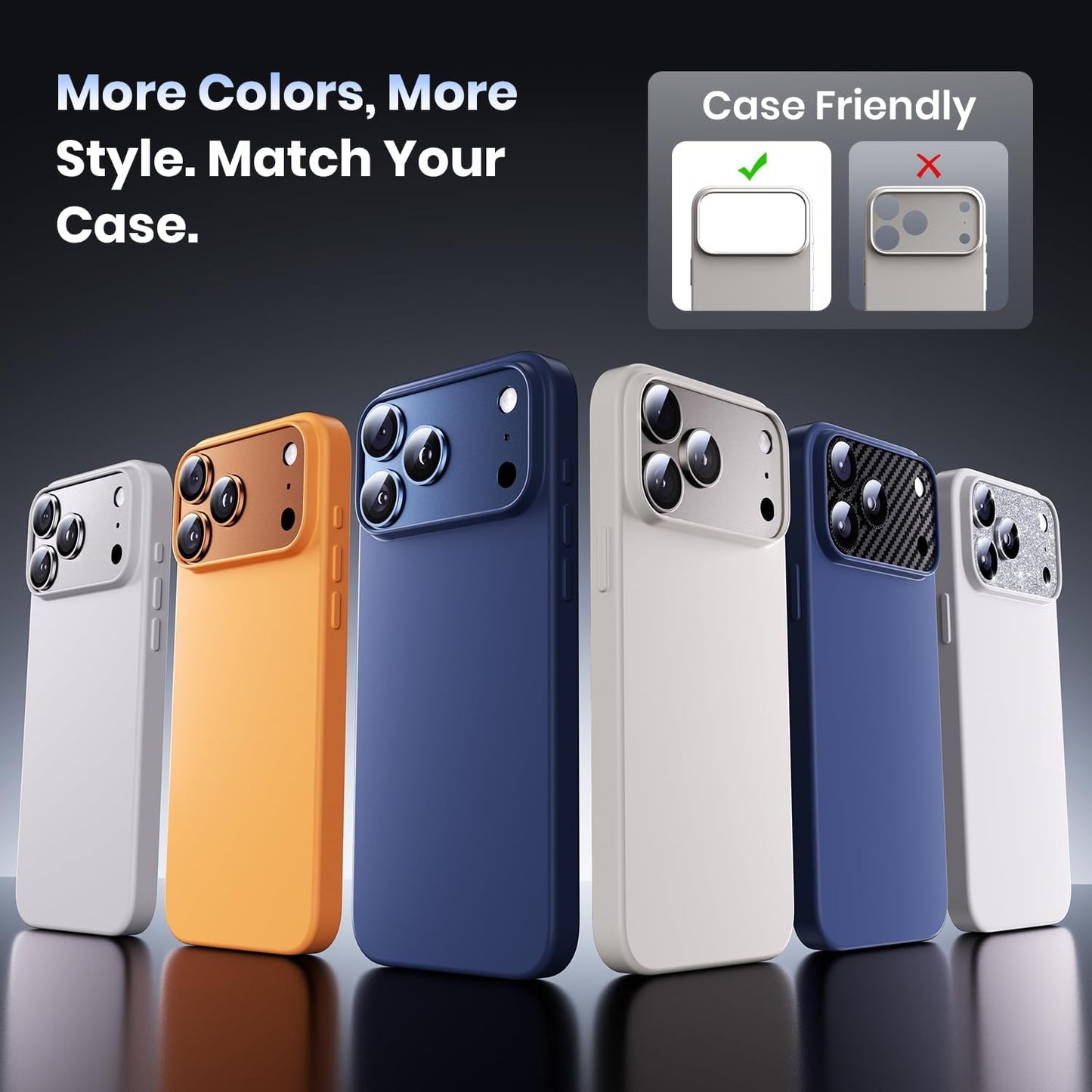 Hoerrye for iPhone 17 Pro Camera Lens Protector - [12FT Shatterproof Military Grade] [Strong Adsorption] Metal Top 9H+ Tempered Glass Camera Screen Full Protective Cover Case Friendly,Gray