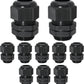 10 Pcs 3/4" NPT Nylon Cable Glands, IP68 Waterproof Adjustable Cord Grip Cable Connector Strain Relief Wire Protectors for 13-18mm Cable Diameter, Black