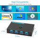 SGEYR USB 3.0 Switch USB Switcher 2 Computers Sharing 4 USB Devices USB Metal KVM Switch for Printer, Keyboard switches, Scanner PCs with One-Button Swapping and 2 Pack USB Cables