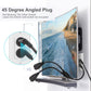 Power Extension Cord Y Splitter - 1FT Right Angled Type Flat Plug NEMA 5-15P 1 to 2 Way Outlet NEMA 5-15R SJT 16AWG 3 Prong Low Profile Black AC Power Cable Wire Extender for TV Computer Monitor