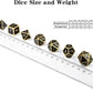 DNDND Metal Dice Set D&D, 7 die Metallic Polyhedral Dice Set with Gift Metal Box and Gold Number for DND Dungeons and Dragons Role Playing Games (Black and Gold)
