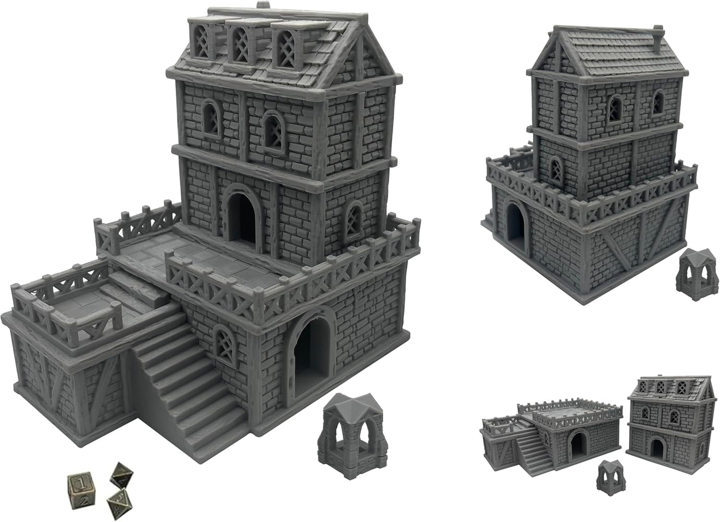 Paintable Tabletop Miniature Building Terrains Compatible with D&D and Alike RPG War Games - 18mm/28mm Scale Scenery with Medieval Gothic Architecture Style (18mm Scale)