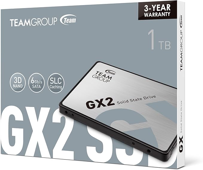 TEAMGROUP GX2 1TB 3D NAND TLC 2.5 Inch SATA III Internal Solid State Drive SSD (Read Speed up to 530 MB/s) Compatible with Laptop & PC Desktop T253X2001T0C101