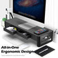 meatanty 2 in 1 Monitor Stand Riser with 2 Storage Drawers and 4 USB Ports, Metal Computer Monitor Stand Supports Transfer Data and Charging, Desk Organizer for PC,Laptop,iMac (21 inches)