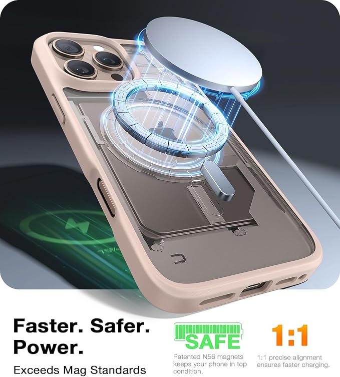 TORRAS Magnetic Shockproof for iPhone 16 Pro Max Case, [4X Military-Grade Protection] [Compatible with MagSafe] Translucent Desert Titanium White | Magnetic, Shockproof, Translucent