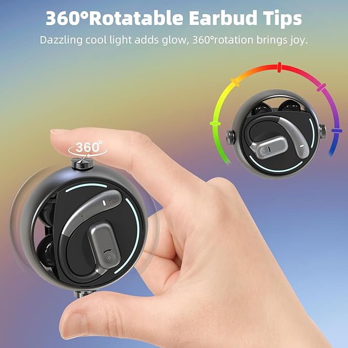 2 in 1 Open Ear Earbuds &in-Ear Headphones, Wireless Bluetooth 5.4 with 60H Play, 0 Delay, Touch Control, Noise CancellingWireless Earbuds for Running,Workout, Daily Use