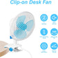8.66" Portable Clip on Fan, 2 Speed Desk Fan with Auto Shaking Function, 180° Adjustable Tilt, Study Clamp, Personal Cooling Fan with 3.94ft Cord for Home Office Dorm