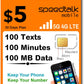 SpeedTalk Mobile Prepaid SIM Card Kit for Smart Phones & Cellphones | $5 Monthly Plan - 5G 4G LTE Data | 3-in-1 SIM Card Standard Micro Nano Size | USA Coverage Bring Your Own Phone