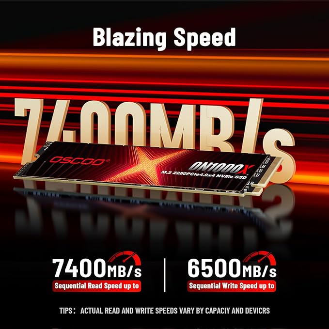 2TB NVMe PCIe 4.0 SSD, Up to 7,400MB/s Read & 6,500MB/s Write, 3D NAND, Graphene Heatsink, M.2 2280 Gen4x4 Internal SSD for PS5, Gaming Laptop, PC, Desktop Workstations