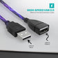 Long USB Extension Cable 10FT - Male to Female Data Transfer Adapter and Charging for Laptop, PlayStation, Xbox, Flash Drive - Black