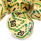 Metal DND Sci-fi Dice Set 7PCS Stripe Polyhedral Dice for Dungeons Dragons RPG Role Playing Game, Glitter D and D Dice with Gift Box D6 D8 D10 D12 D20 (Golden Green)