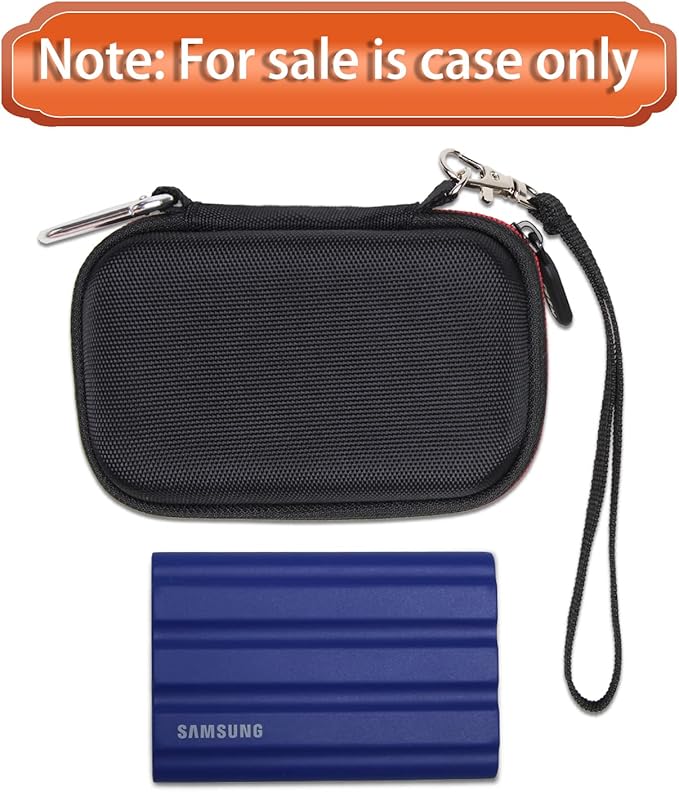 LTGEM Case Compatible with Samsung T7 / T7 Shield Portable SSD Solid State Drive 1TB 2TB 4TB, Office Travel Carrying Storage Bag - Blue(Case Only)