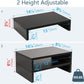 TEAMIX Wood Monitor Stand Riser-2 Pack, 2 Tier Adjustable Monitor Stand Dual Monitor Riser for 2 Monitors/Laptop/PC Black Computer Stand for Desk
