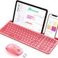 seenda Bluetooth Keyboard and Mouse for iPad, CTU-301 Multi-Device Bluetooth + 2.4G Wireless Keyboard Mouse with Tablet Holder for MacBook/Windows Computer, iOS/Andriod Tablet Phone, Coral Pink