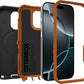 OtterBox iPhone 16 Pro (Only) Defender Series MagSafe Case - Iron Eclipse (Black & Orange) - Built-in Magnets - Screenless - Rugged & Durable - with Port Protection