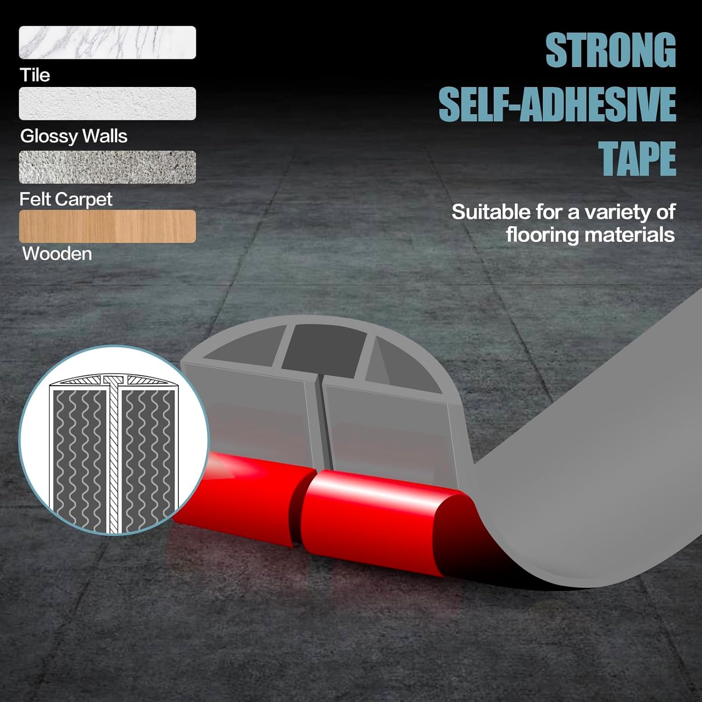 Floor Cord Cover Self Adhesive Cord Hider,10FT Cable Management, Extension Strip Protector for Wires, Prevent Cable Trips for Offices, Gyms, Exhibitions Cavity:0.47"(W) x 0.35"(H) Gray