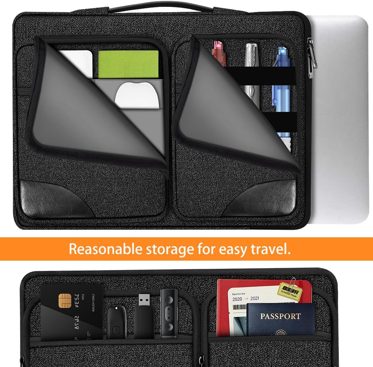 Hseok Ultra-Slim Laptop Case 17 17.3 inches Sleeve Protective PC Briefcase for Commuting and Business Trip，Carbon
