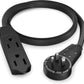 Maximm Cable 2 Ft 360° Rotating Flat Plug Extension Cord, 16/3 AWG Multi 3 Outlet 3-Prong Grounded Wire- Black - UL Certified