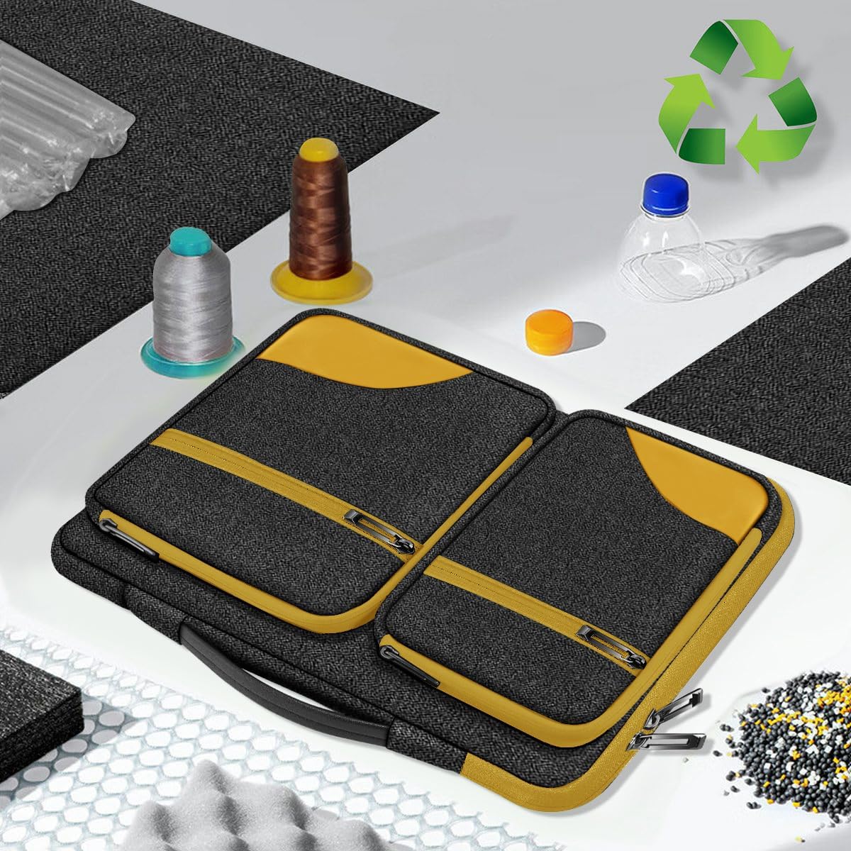 Hseok Ultra-Slim Laptop Case 17 17.3 inches Sleeve Protective PC Briefcase for Commuting and Business Trip，Yellow