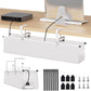 Under Desk Cable Management Tray - 28" Cord Organizer for Desk No Drill, Fabric Under Table Wire Organizer with 16X Cable Ties Hide for Office/Home, Cord Hider Fits Adapters & Sockets, White