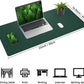 Leather Desk pad Protector, Large Desk mat with Natural Cork & PU Leather,Mouse pad,Non-Slip Office Desk Mat,Waterproof Desk Writing Pad for Office and Home (35in*17in, Dark Green)