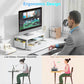 gianotter Wood Monitor Stand Riser, Office Desk Shelf Organizer, Desk Organizer with Drawer and Pen Holder, 2-Tier Computer Stand, Office Organization (Matte White)